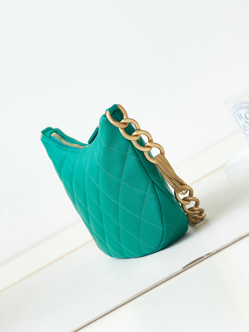 Chanel Hobo Handbag Green AS4220