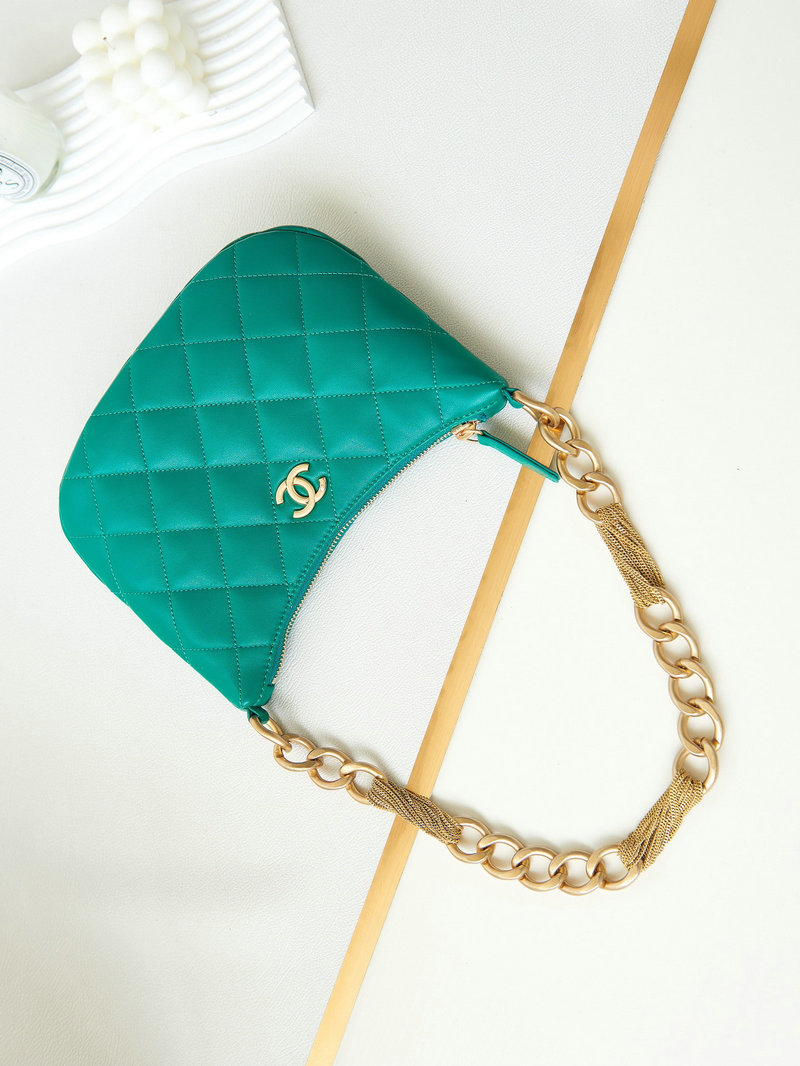 Chanel Hobo Handbag Green AS4220