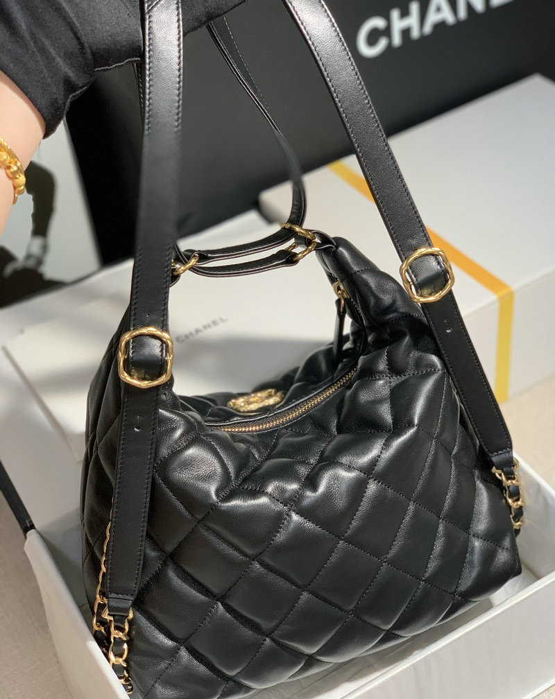 Chanel Lambskin Hobo Bag Black AS2230