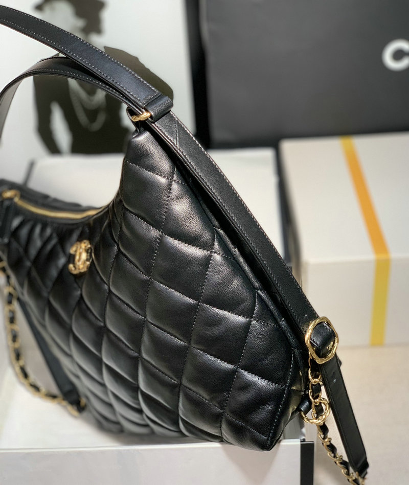 Chanel Lambskin Hobo Bag Black AS2230