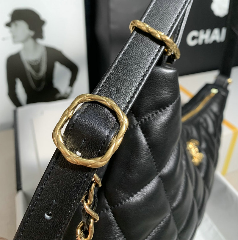 Chanel Lambskin Hobo Bag Black AS2230