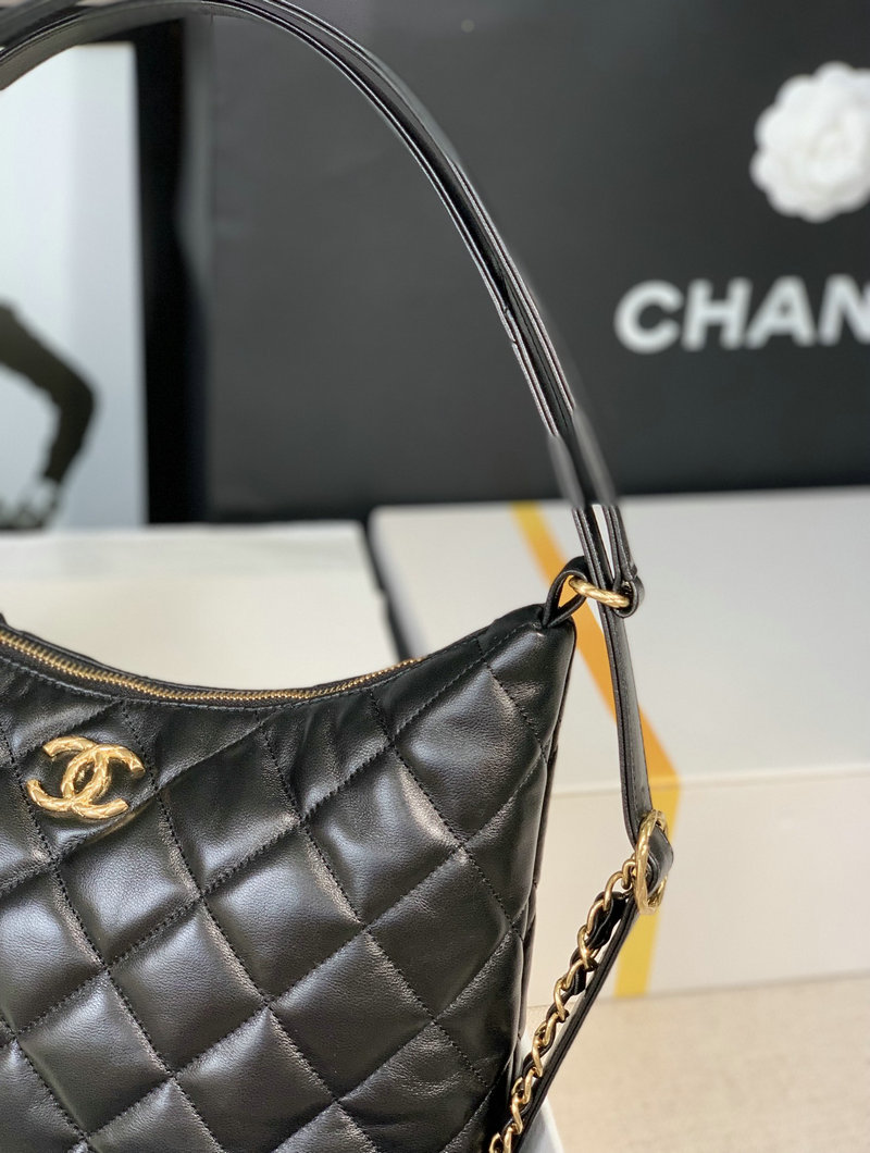 Chanel Lambskin Hobo Bag Black AS2230