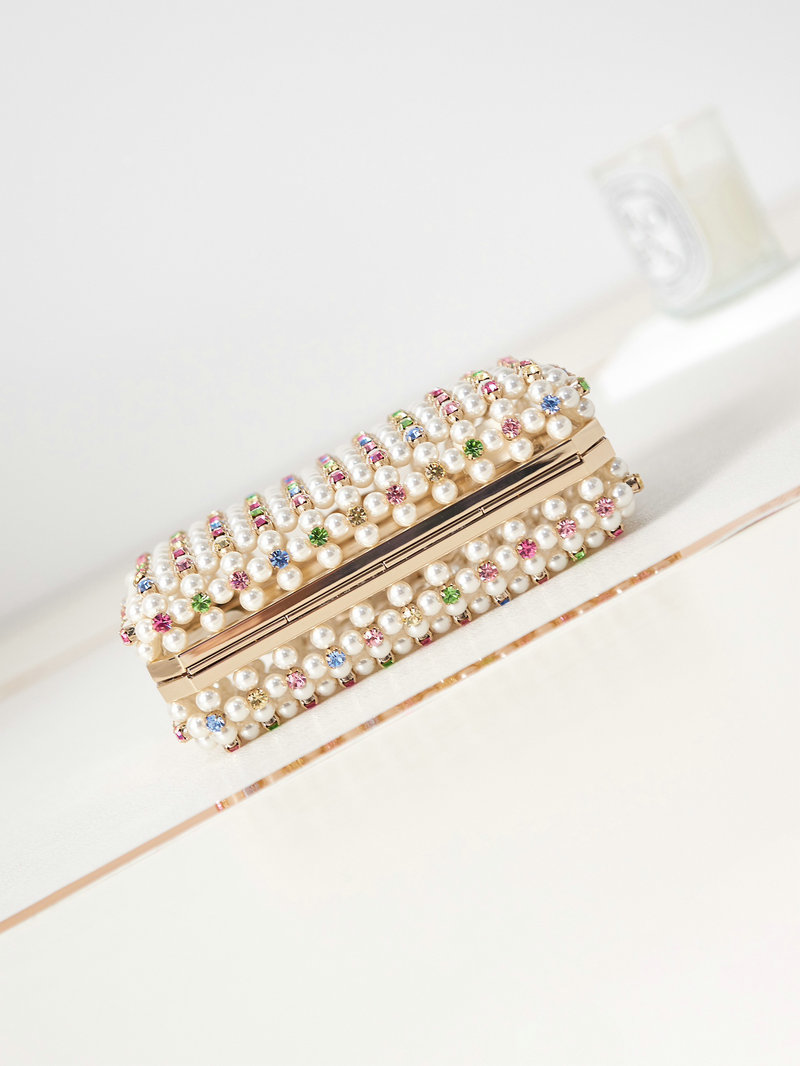 Chanel Multicolor Glass Pearls Evening Bag White AS3771