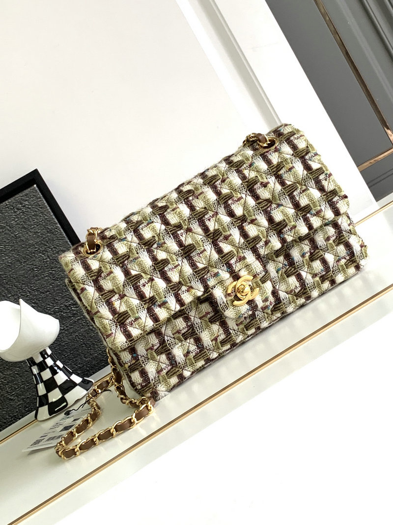 Medium Chanel Tweed Flap Bag Brown AS2325