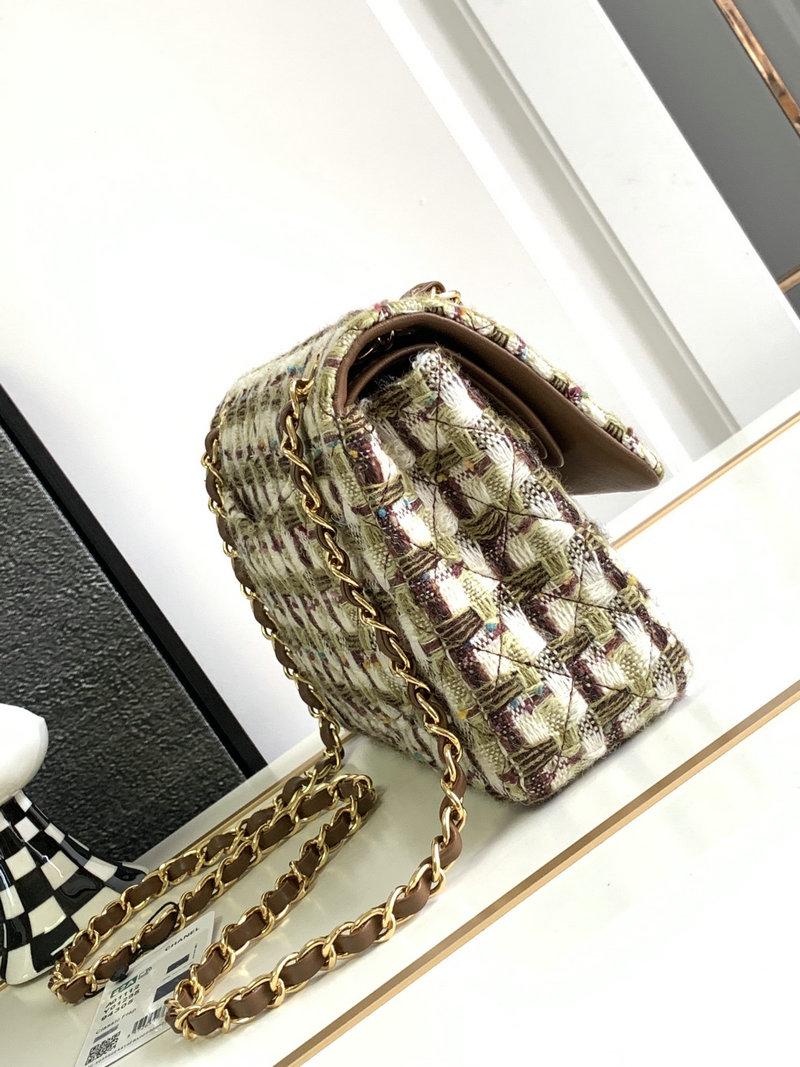 Medium Chanel Tweed Flap Bag Brown AS2325