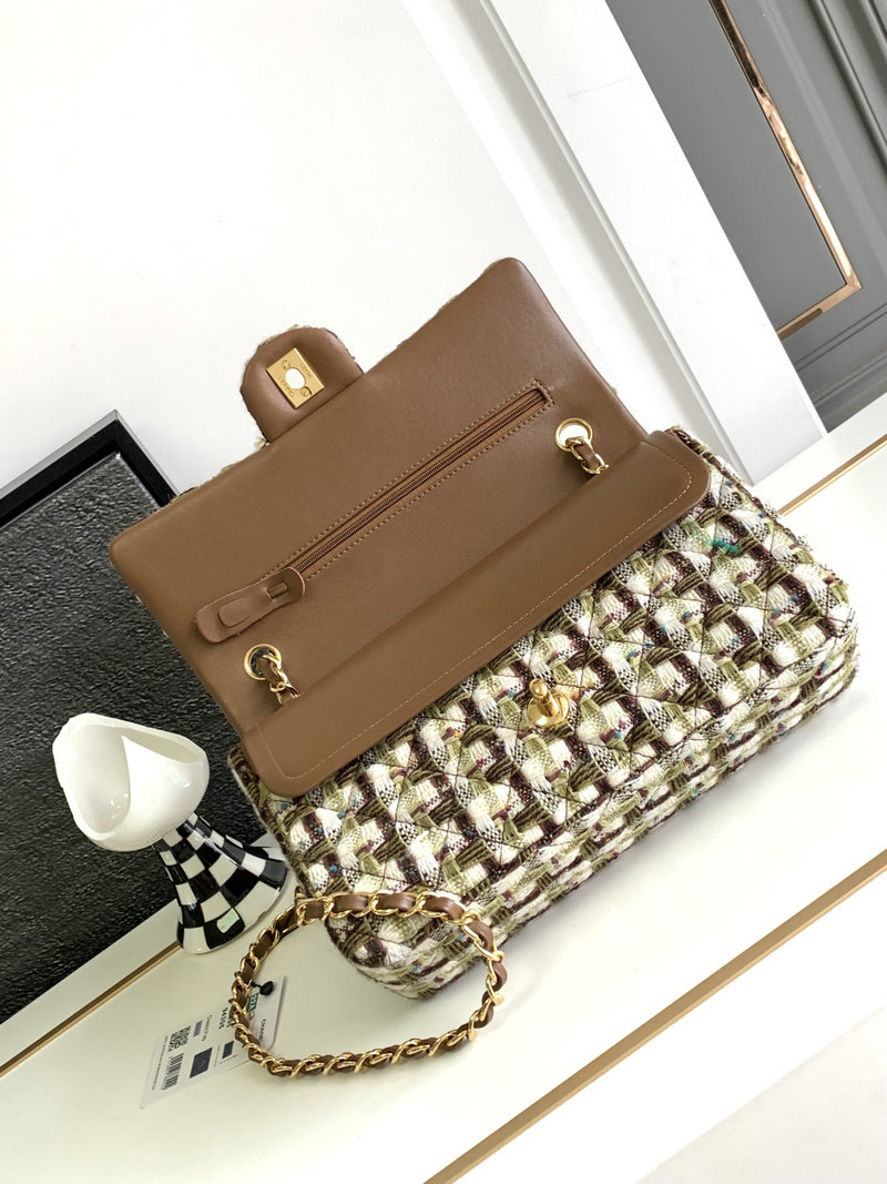 Medium Chanel Tweed Flap Bag Brown AS2325