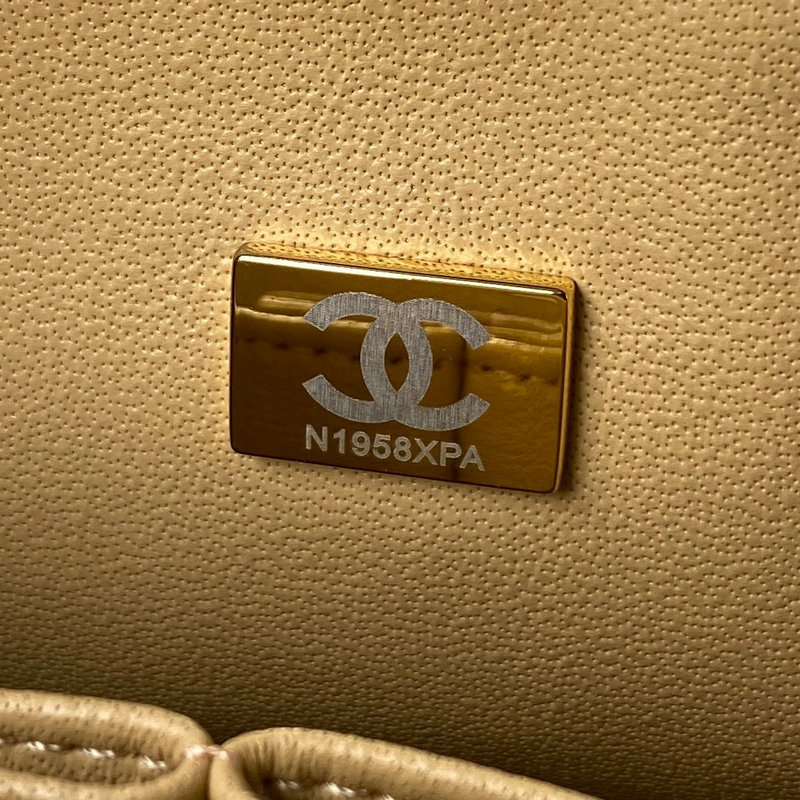 Medium Classic Flap Handbag Beige with Gold A01112