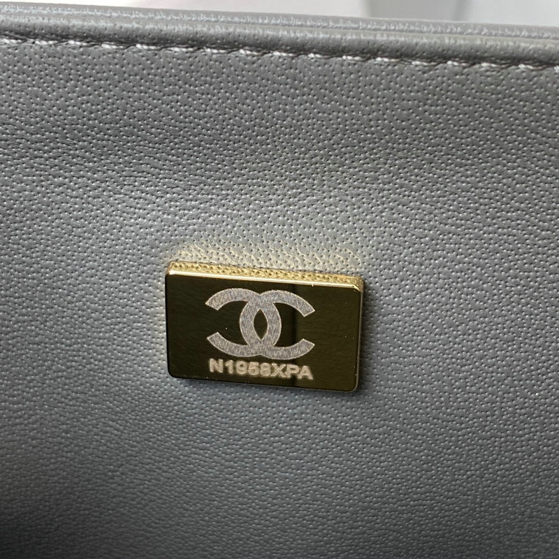 Medium Classic Flap Handbag Grey with Gold A01112