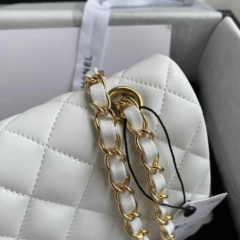 Medium Classic Flap Handbag White with Gold A01112