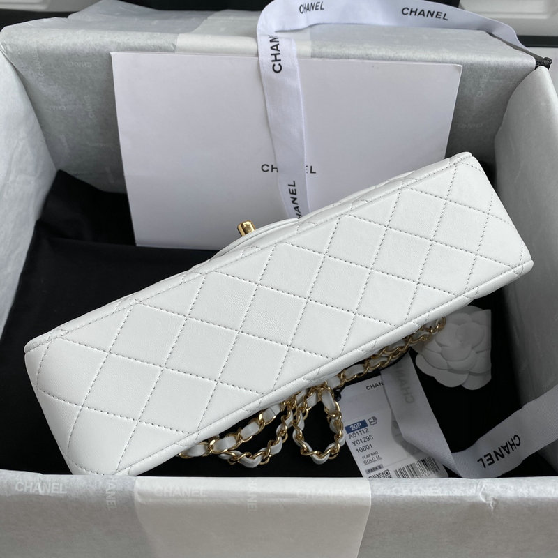Medium Classic Flap Handbag White with Gold A01112