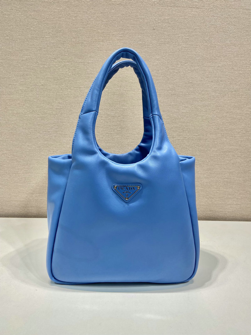 Medium padded Prada Soft nappa leather bag Blue 1BG413