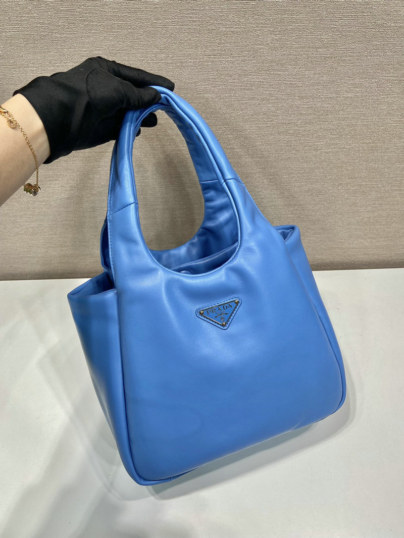 Medium padded Prada Soft nappa leather bag Blue 1BG413