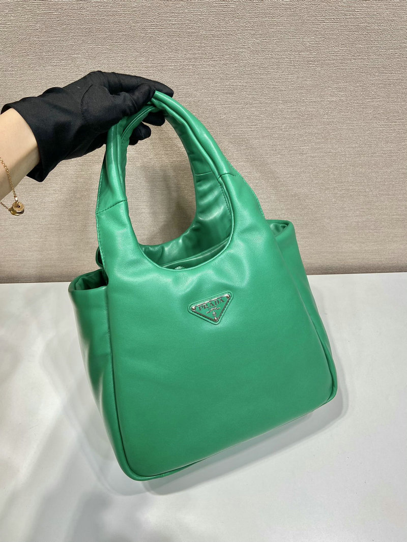 Medium padded Prada Soft nappa leather bag Green 1BG413