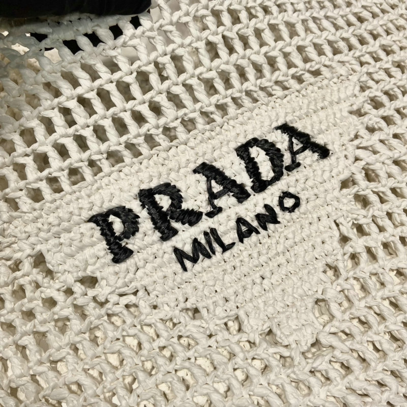 Prada Raffia Crochet tote bag White 1BG424