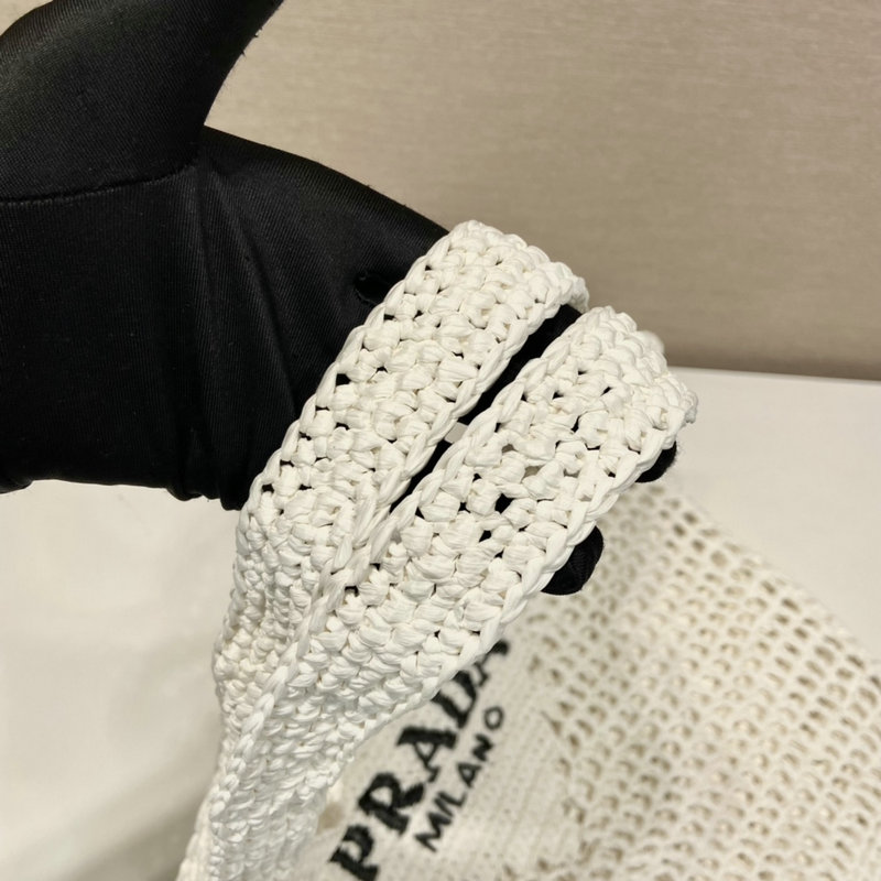 Prada Raffia Crochet tote bag White 1BG424