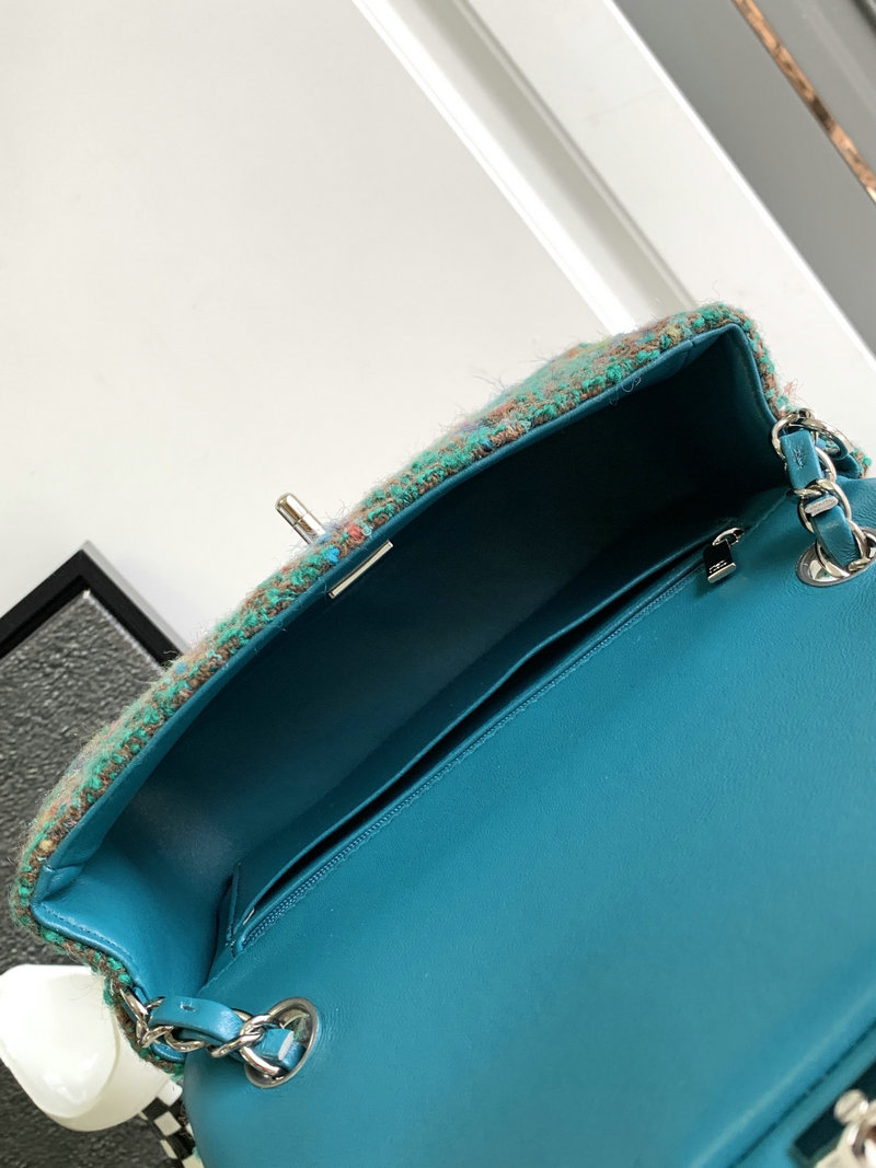 Small Chanel Tweed Flap Bag Green AS2320