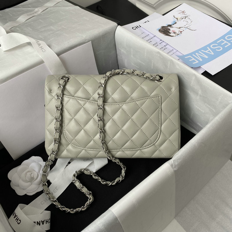 Small Classic Chanel Flap Handbag Light Grey A01113