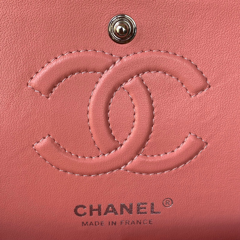 Small Classic Chanel Flap Handbag Pink with Silver A01113