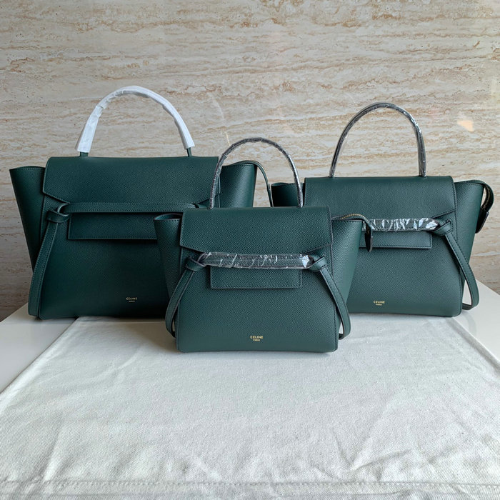 Celine Grained Calfskin Belt Bag Dark Green CB202428