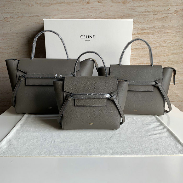 Celine Grained Calfskin Belt Bag Dark Grey CB202428