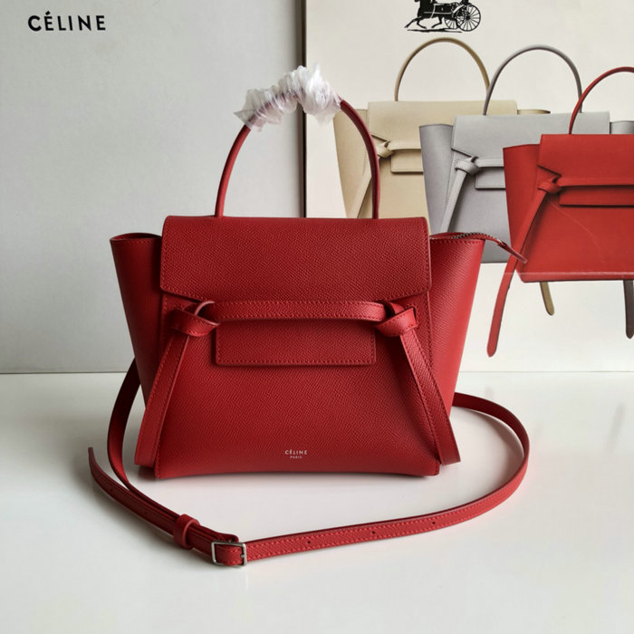 Celine Grained Calfskin Nano Belt Bag Red CB20