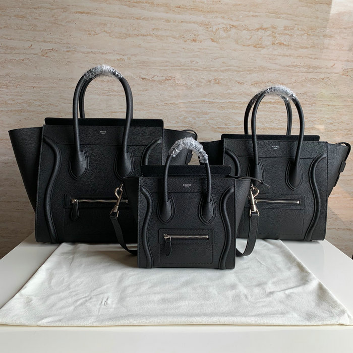 Celine Luggage Bag in Drummed Calfskin Black CE0805