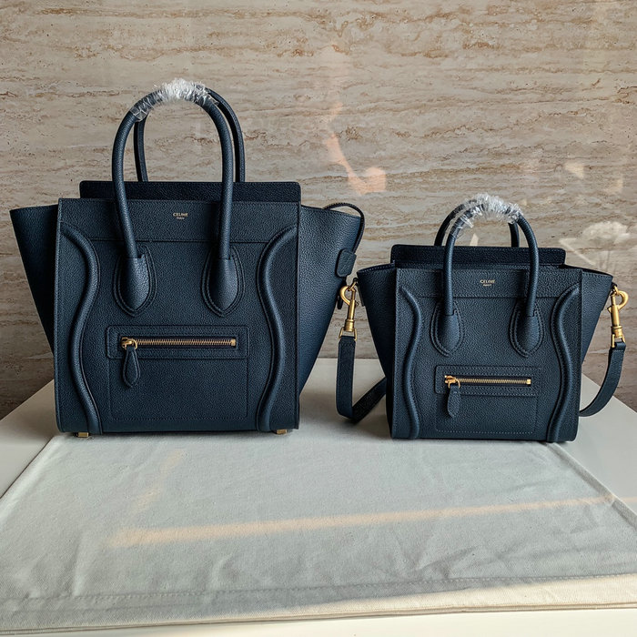 Celine Luggage Bag in Drummed Calfskin Blue CE0805