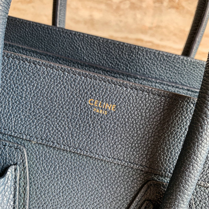 Celine Luggage Bag in Drummed Calfskin Blue CE0805