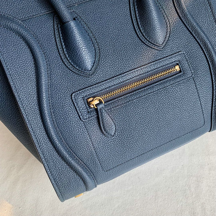 Celine Luggage Bag in Drummed Calfskin Blue CE0805