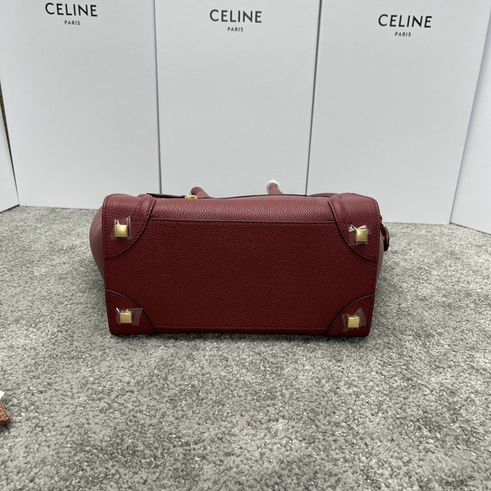 Celine Luggage Bag in Drummed Calfskin Burgundy CE0805