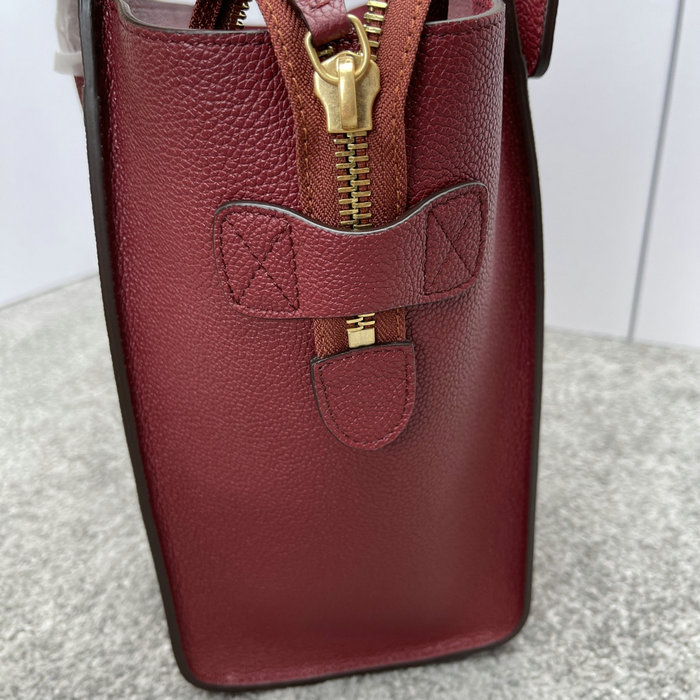 Celine Luggage Bag in Drummed Calfskin Burgundy CE0805