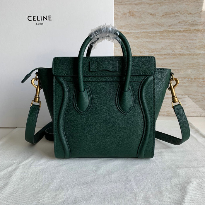 Celine Luggage Bag in Drummed Calfskin Green CE0805