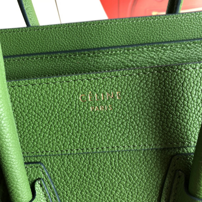 Celine Micro Luggage Bag in Drummed Calfskin Light Green CE0805