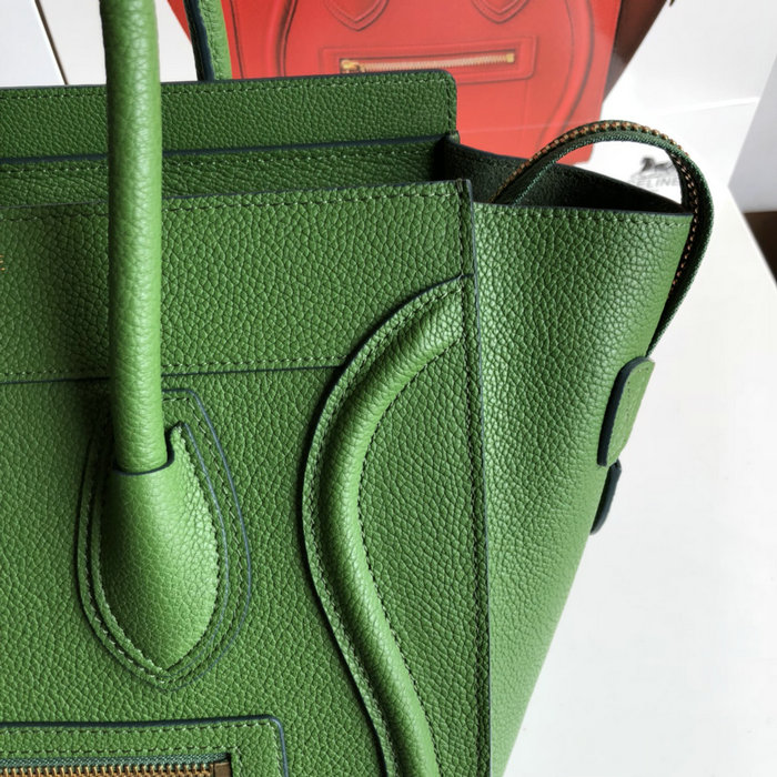 Celine Micro Luggage Bag in Drummed Calfskin Light Green CE0805