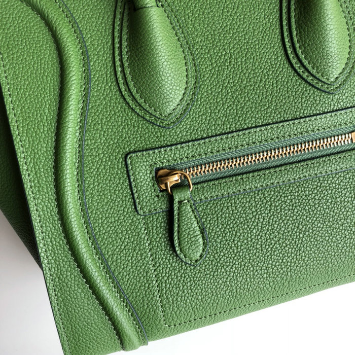 Celine Micro Luggage Bag in Drummed Calfskin Light Green CE0805