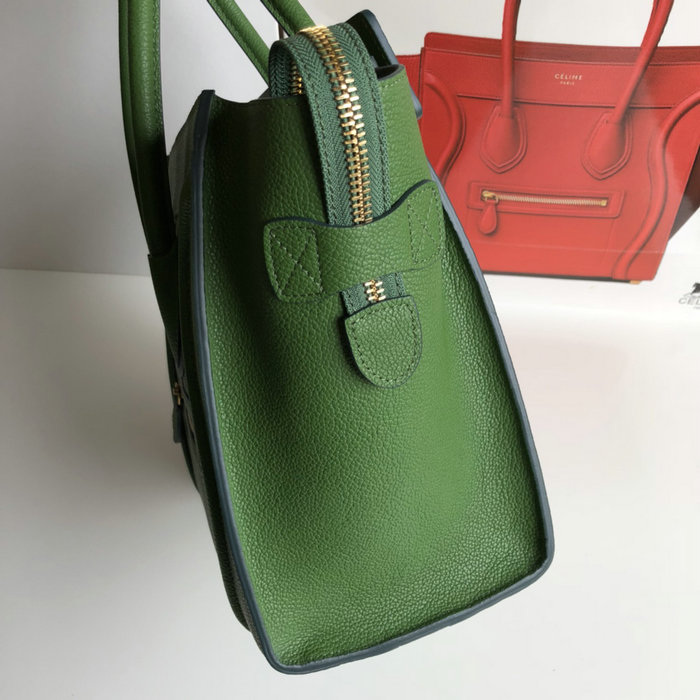 Celine Micro Luggage Bag in Drummed Calfskin Light Green CE0805