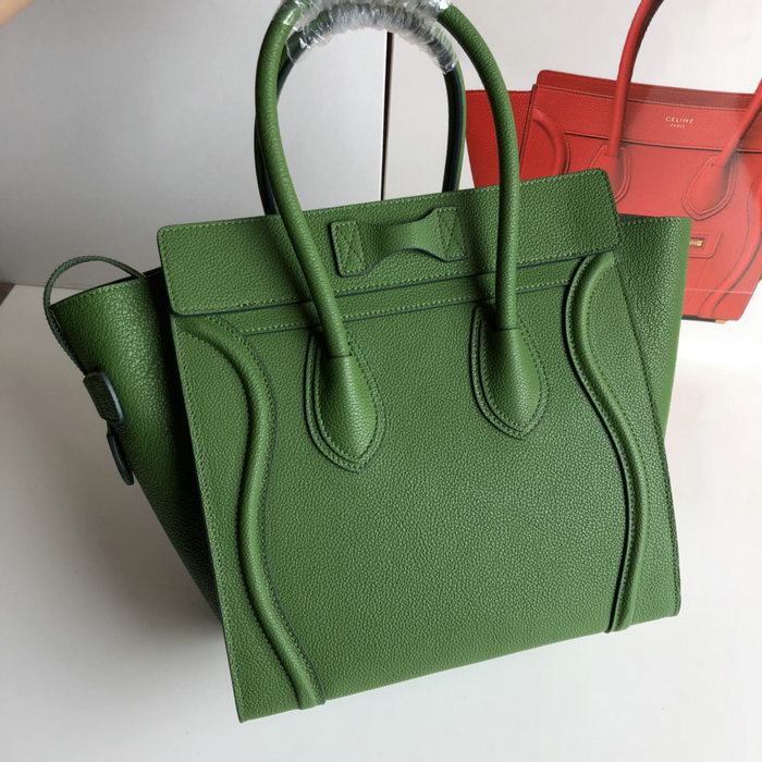 Celine Micro Luggage Bag in Drummed Calfskin Light Green CE0805