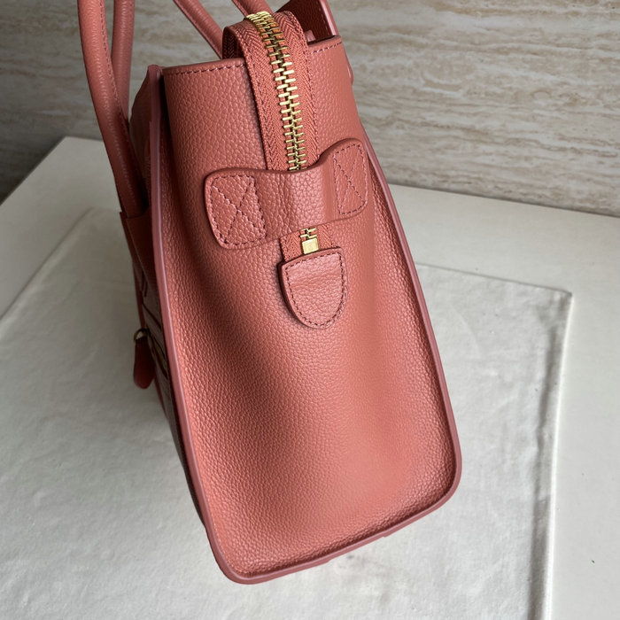 Celine Micro Luggage Bag in Drummed Calfskin Nude CE0805