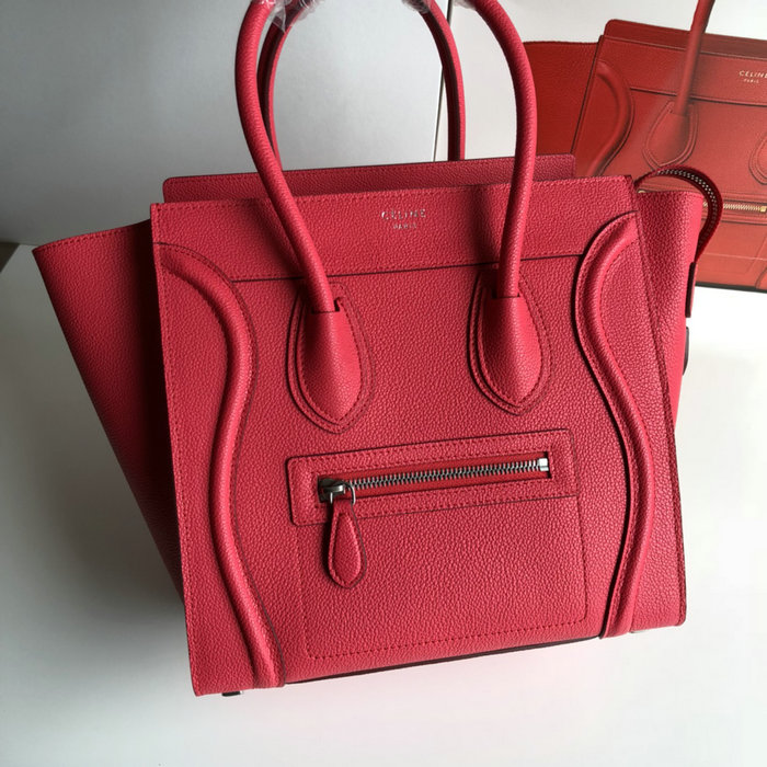 Celine Micro Luggage Bag in Drummed Calfskin Rose CE0805