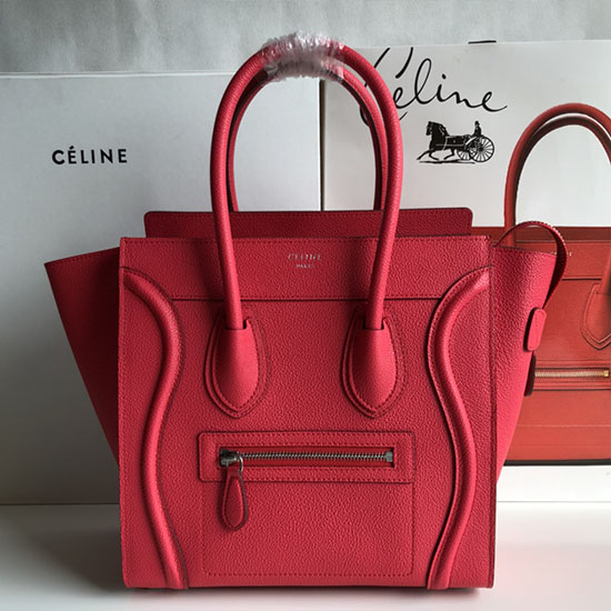 Celine Micro Luggage Bag in Drummed Calfskin Rose CE0805