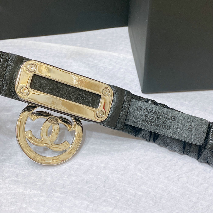 Chanel Belt Black with Silver AA8931