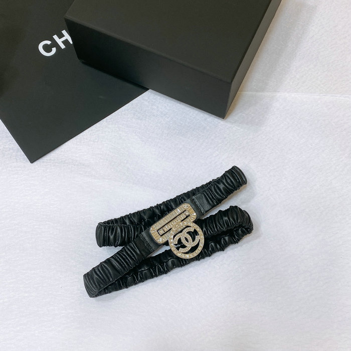 Chanel Belt Black with Silver AA8931