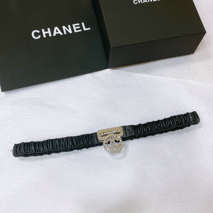 Chanel Belt Black with Silver AA8931