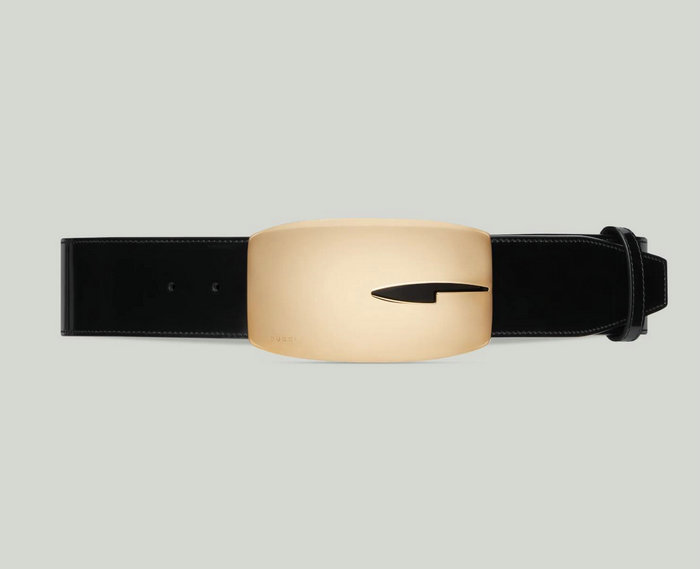 Gucci Wide Belt with Retro G Buckle Black 740372