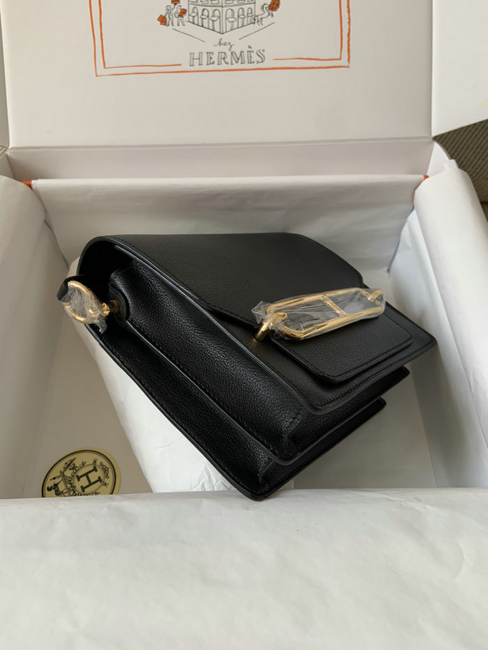 Hermes Evercolor Leather Roulis Bag Black HR0805