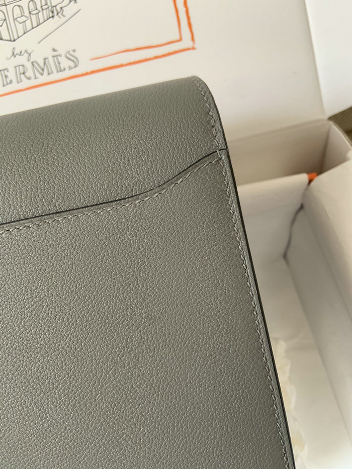 Hermes Evercolor Leather Roulis Bag Gris Meyer HR0805