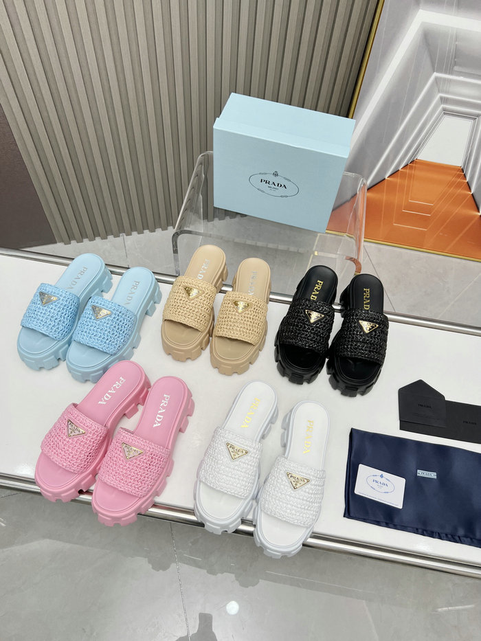 Prada Raffia Slides SNP073002