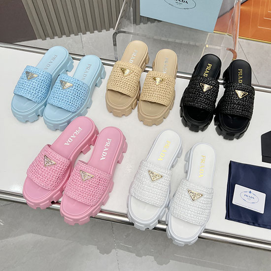 Prada Raffia Slides SNP073002