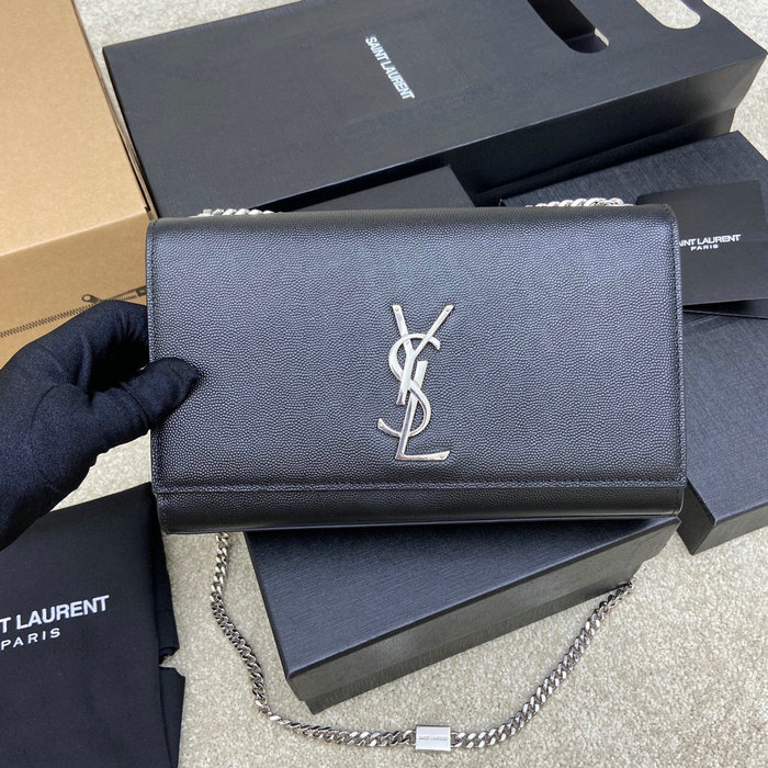 Saint Laurent Kate 24 Chain Bag Black with Silver 354021