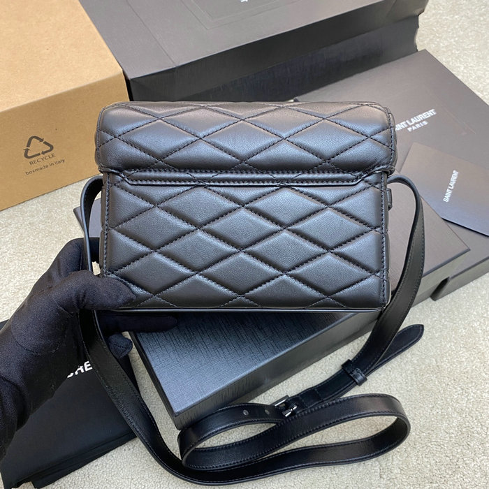 Saint Laurent Lambskin June Box Bag Black 710080